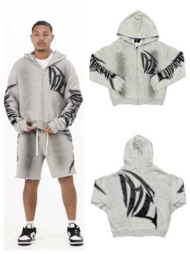 28270618 Distressed Alphabet Print Worn Hoodie