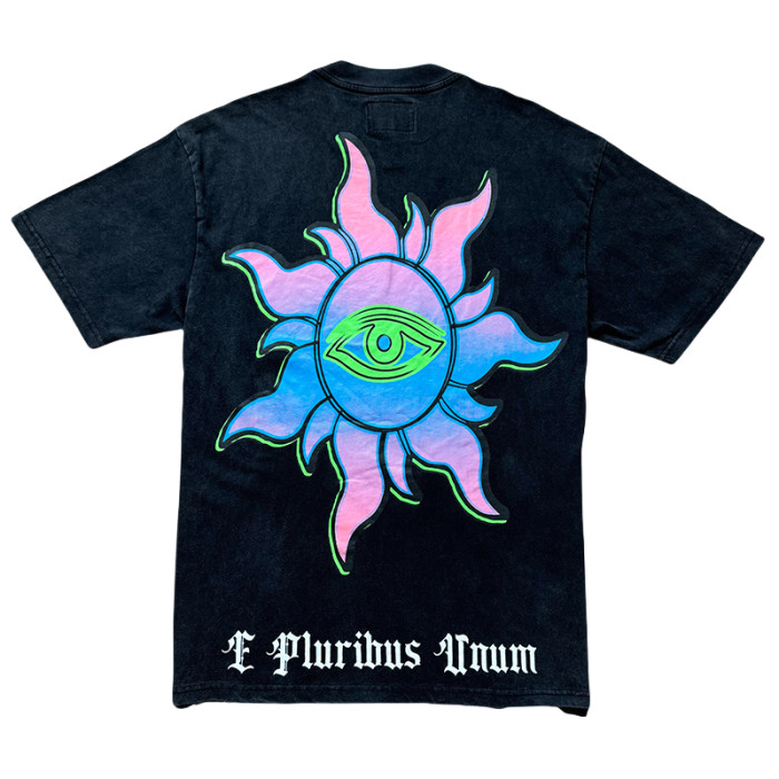 28286694 UFO Sunset Scene Printed Washed Version Tee 3 colors