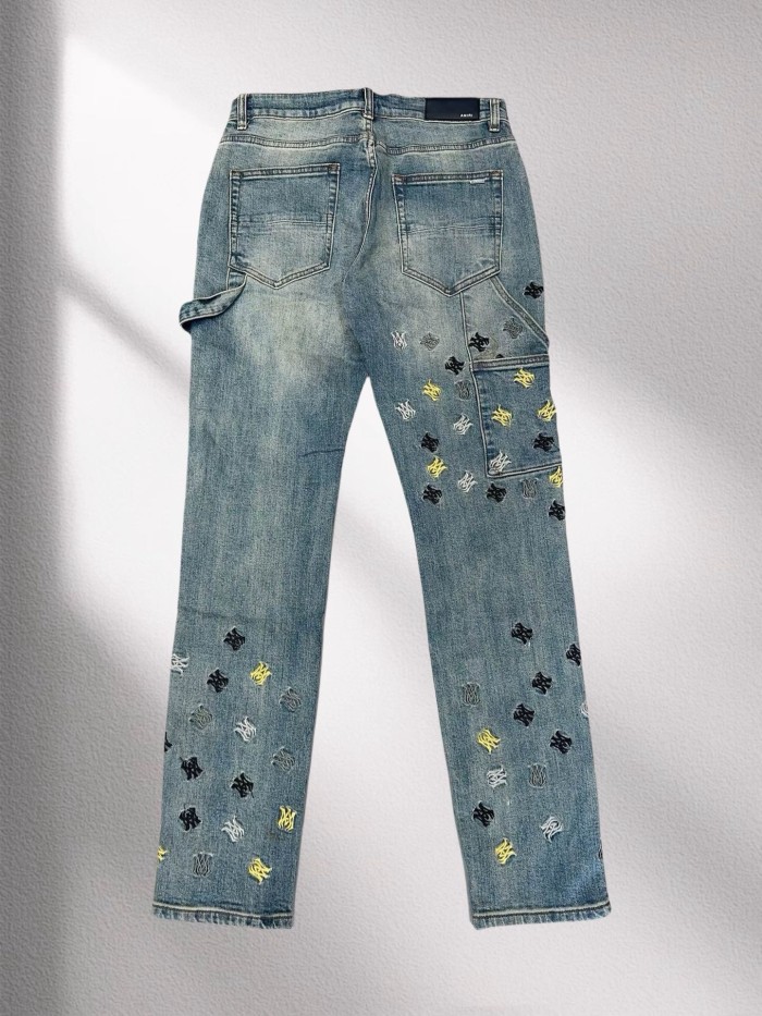 1:1 quality version 28286754 Colorful AM Logo Embroidered Jeans