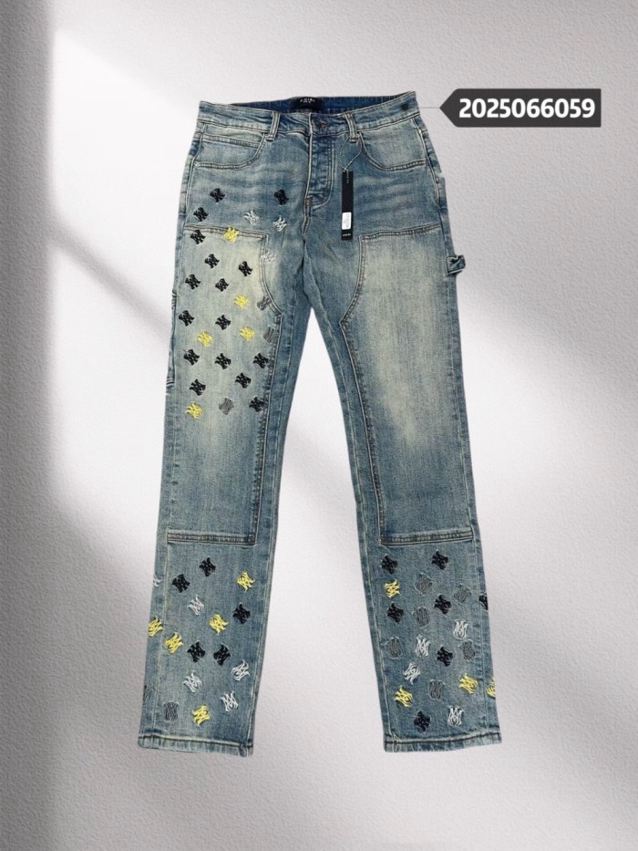 1:1 quality version 28286754 Colorful AM Logo Embroidered Jeans