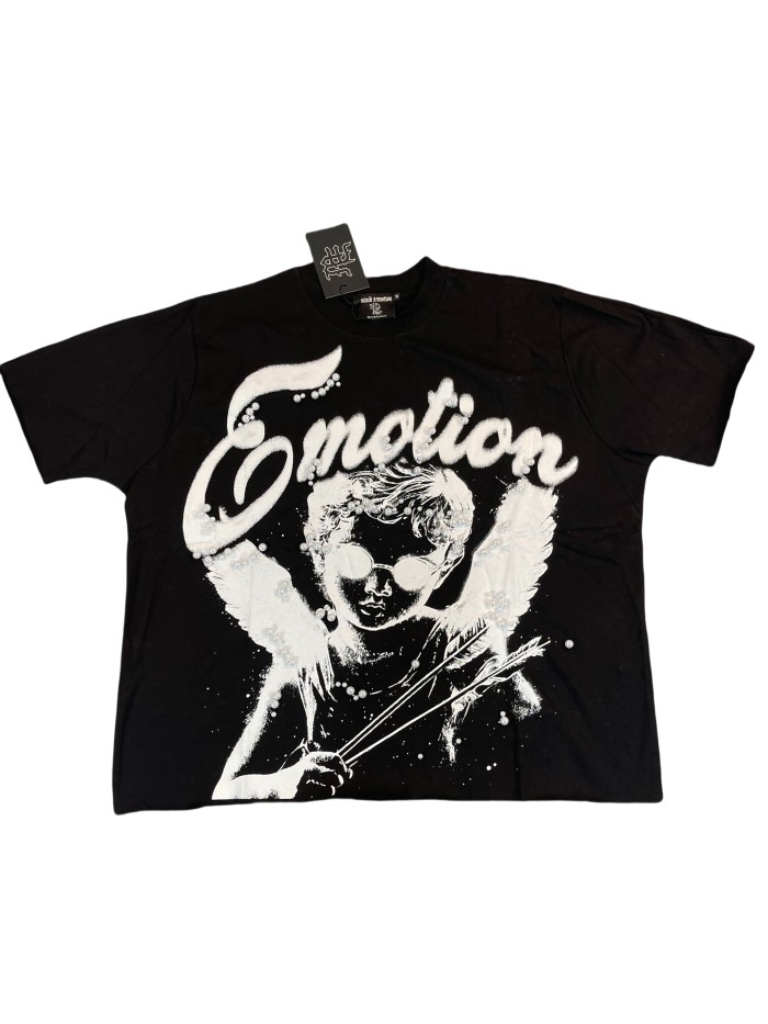 28201068 Pearl Embellished Letter Clash Cherub Print Tee 2 colors