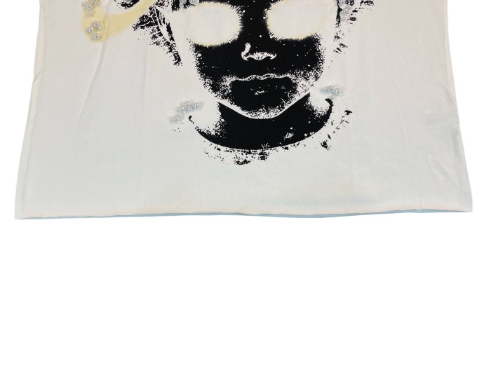 28201068 Pearl Embellished Letter Clash Cherub Print Tee 2 colors