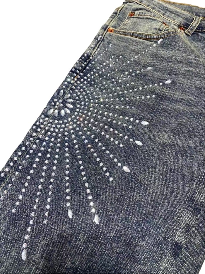 1:1 quality version 28296499 Water diamond fireworks Jeans