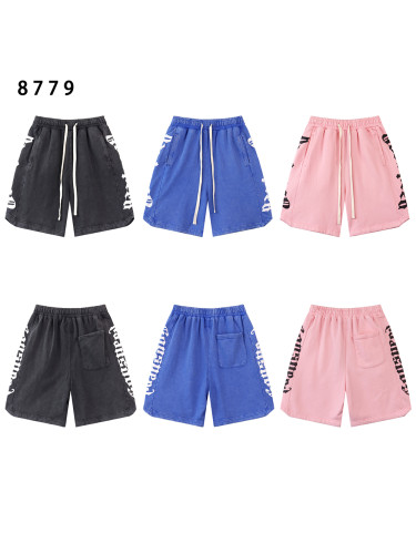 28296398 Classic Two Side Letter Print Washed Version Shorts 3 colors