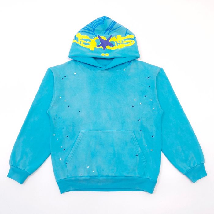 1:1 quality version 28303713 Hood Spiderweb Print Washed Version Hoodie & Pants Set 2 colors