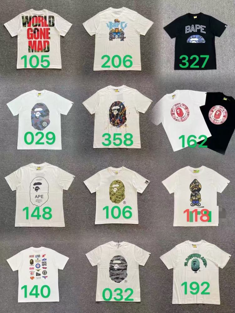【Pre-sale】1:1 quality version 28303836 Camouflage Shark Round Badge Ape Head Print Tee 24 styles