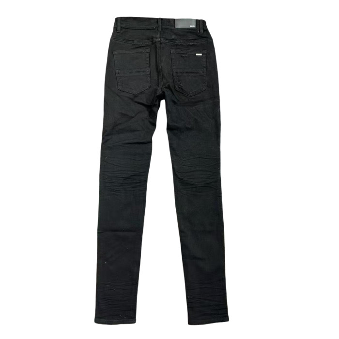   1:1 quality version 28311358 MX1 Black Leather Ripped Jeans