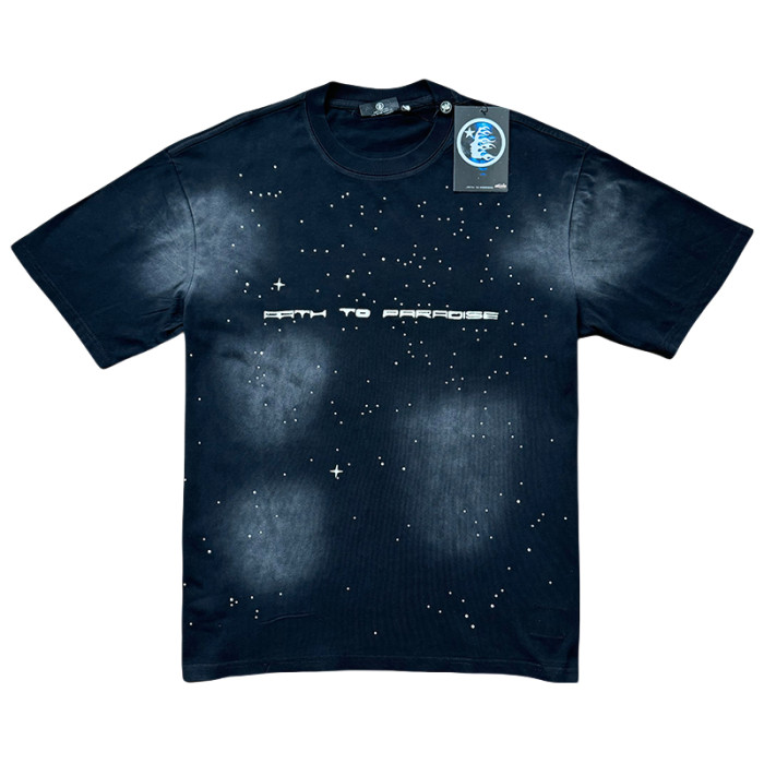 28311950 Rhinestone Letter Print Washed Version Tee