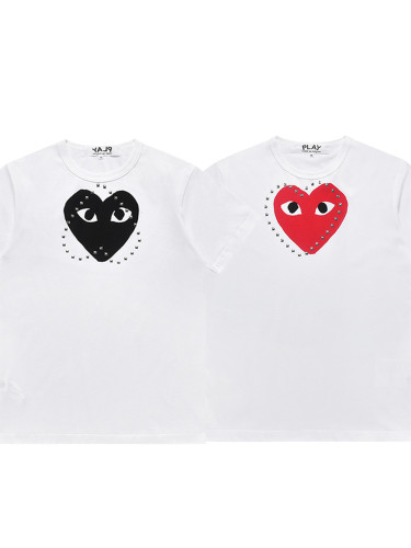 28311373 Studded Rhinestone Heart Print  Tee 2 colors