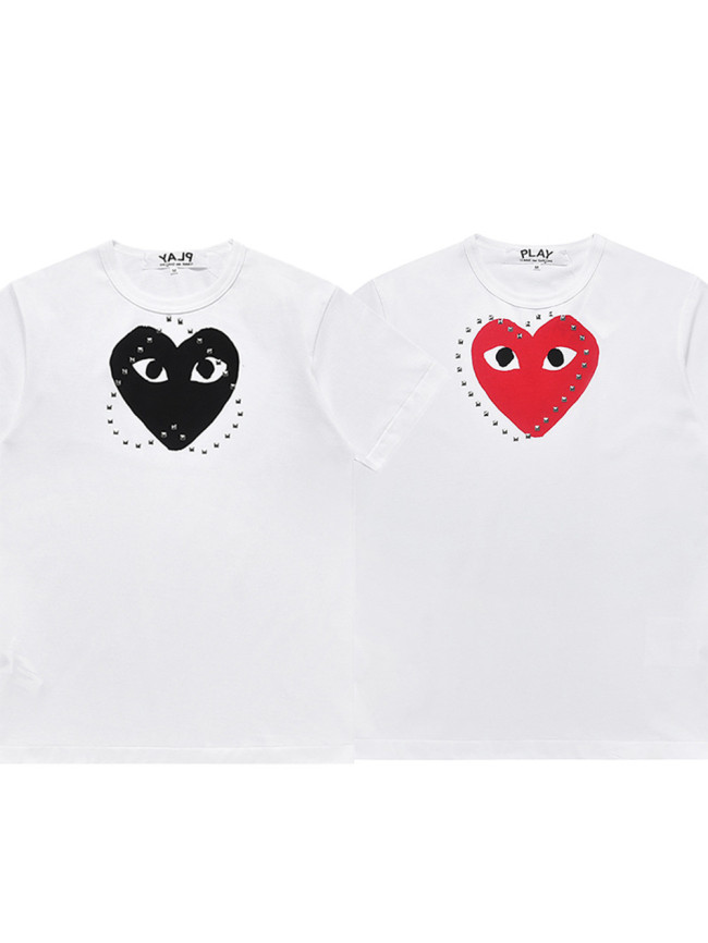 28311373 Studded Rhinestone Heart Print  Tee 2 colors