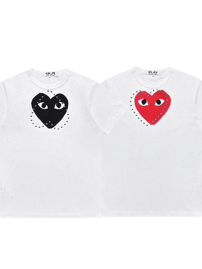 28311373 Studded Rhinestone Heart Print  Tee 2 colors