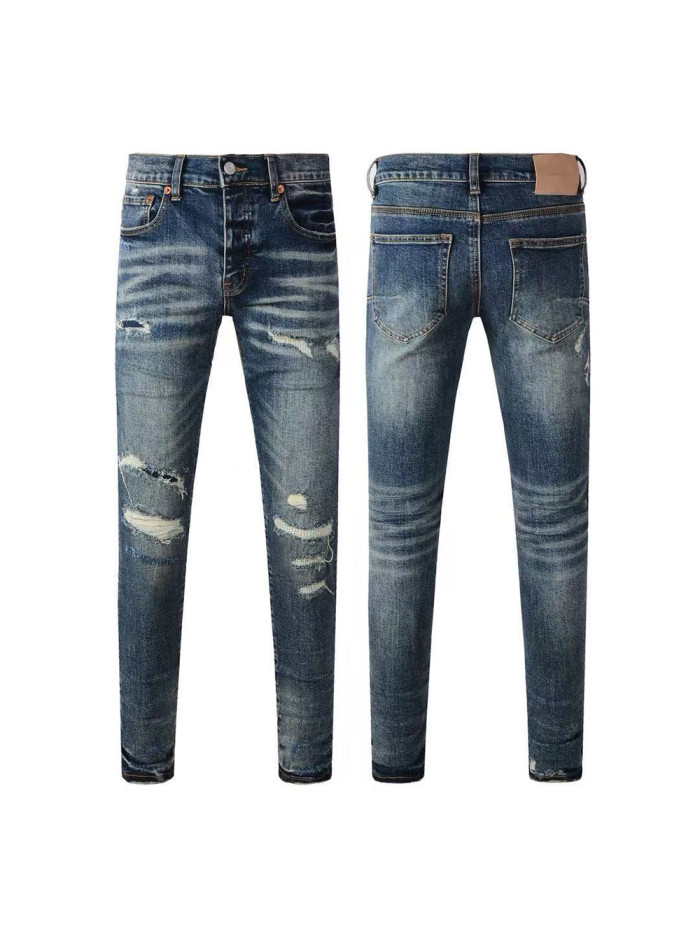   1:1 quality version 28313147 Dark Blue Ripped Jeans