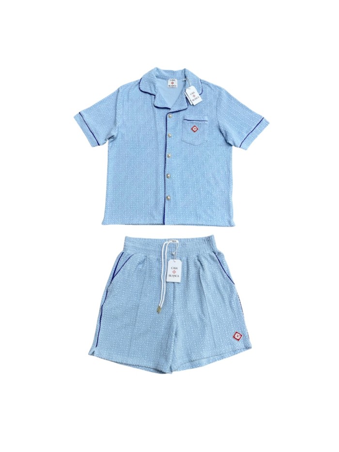 1:1 quality version 28314268 Embroidered Jacquard Polo Shirt & Shorts Set 3 colors