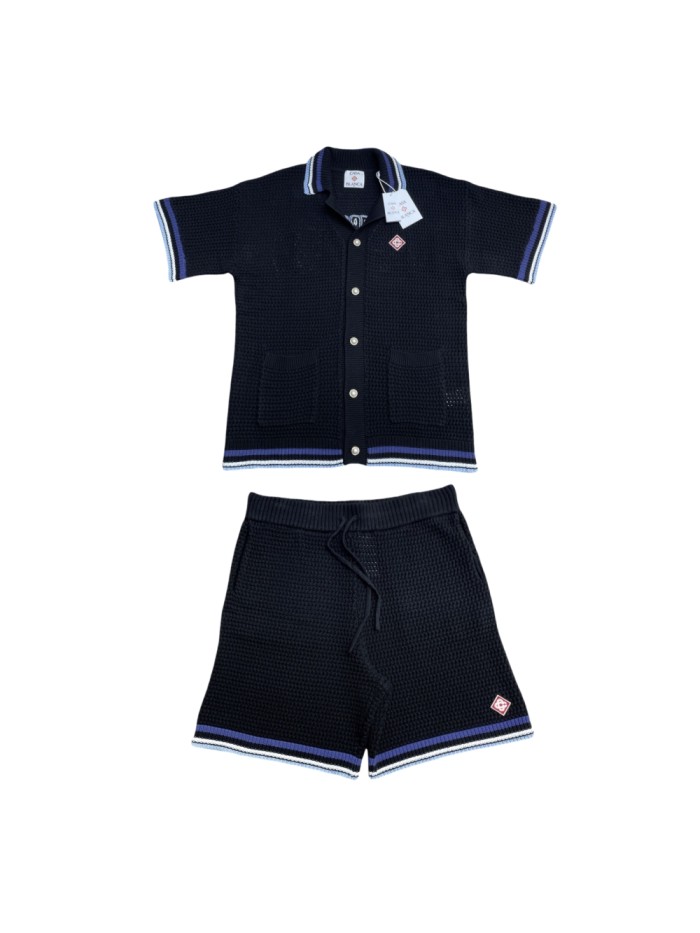 1:1 quality version 28314275 Back Towel Embroidered Letter Polo Shirt & Shorts Set 3 colors