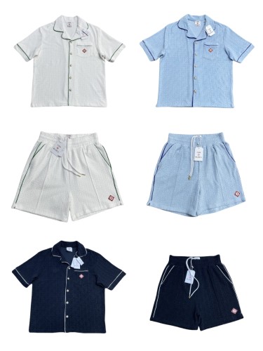 1:1 quality version 28314268 Embroidered Jacquard Polo Shirt & Shorts Set 3 colors
