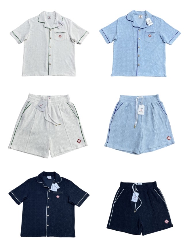 1:1 quality version 28314268 Embroidered Jacquard Polo Shirt & Shorts Set 3 colors