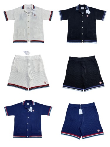 1:1 quality version 28314275 Back Towel Embroidered Letter Polo Shirt & Shorts Set 3 colors