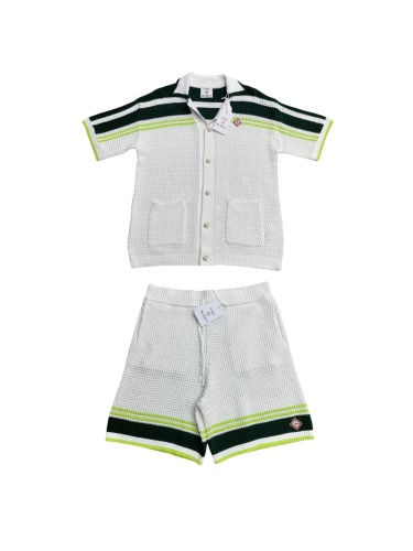 1:1 quality version 28320056 Gradient Green Knit Polo Shirt & Shorts Set