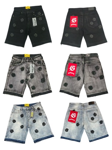 Embroidered Letter Beaded Denim Shorts 3 colors 28117995