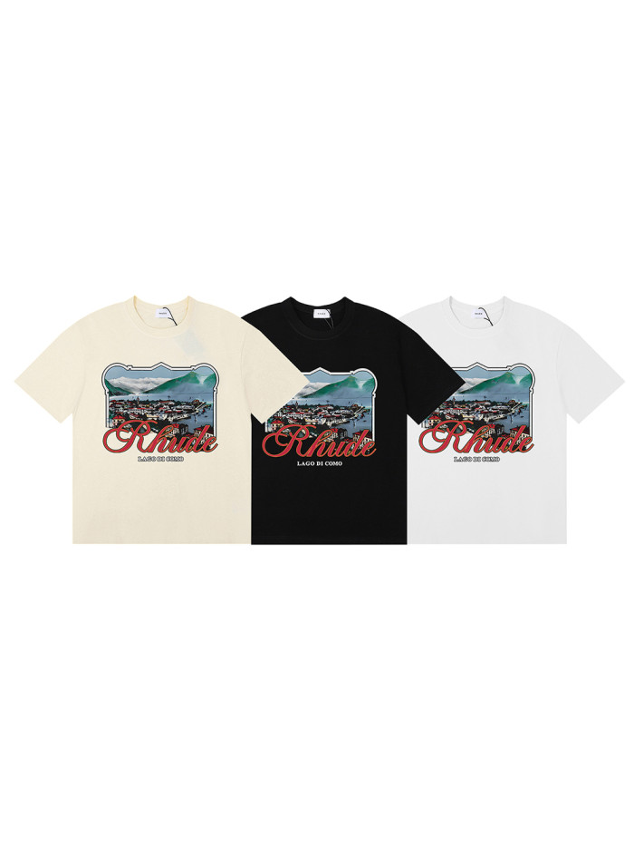 28325696 Lake Como Lakeside Town Printed Tee 3 colors
