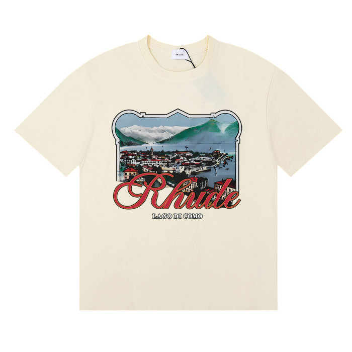 28325696 Lake Como Lakeside Town Printed Tee 3 colors