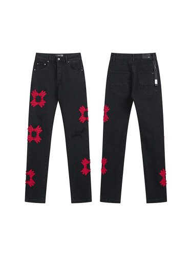 28326487 Red AM Logo Patch Embroidered Jeans