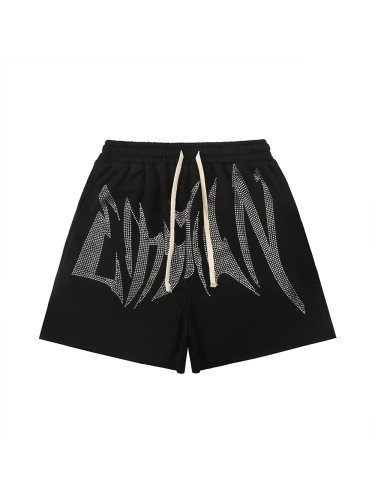 28327377 Rhinestone letter logo shorts