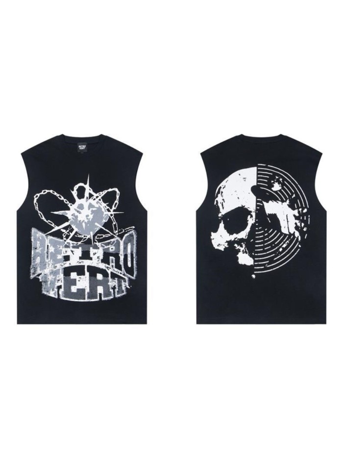 [50% Off]Retrovert Chainball Print Vest 28329889