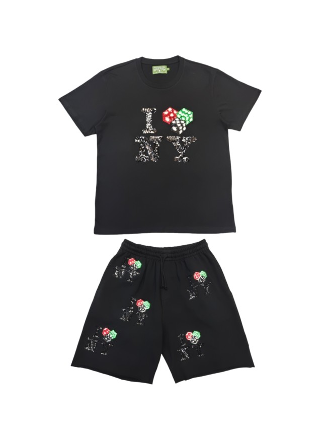 1:1 quality version 28330753 Beaded NY Dice T-shirt & Shorts Set 3 colors