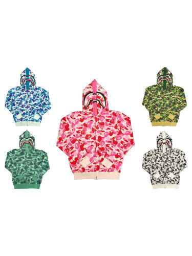 1:1 quality version 28339423 Double-hooded large flower camouflage shark hoodie 5 colors