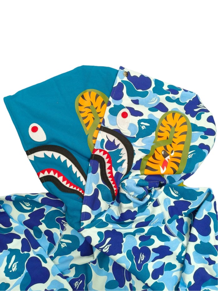 1:1 quality version 28339423 Double-hooded large flower camouflage shark hoodie 5 colors