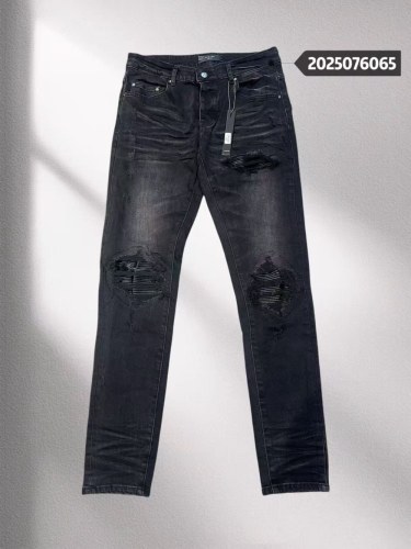 1:1 quality version 28339574 Black Leather Patchwork Jeans