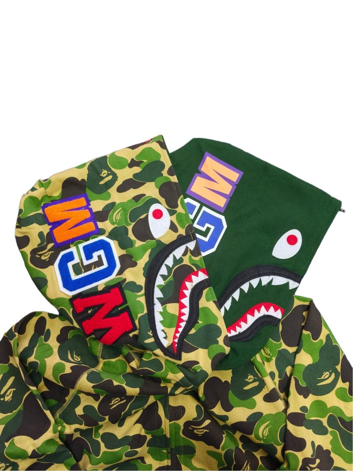1:1 quality version 28339423 Double-hooded large flower camouflage shark hoodie 5 colors