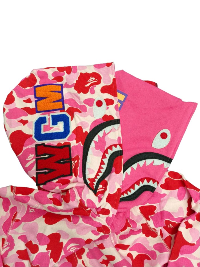 1:1 quality version 28339423 Double-hooded large flower camouflage shark hoodie 5 colors