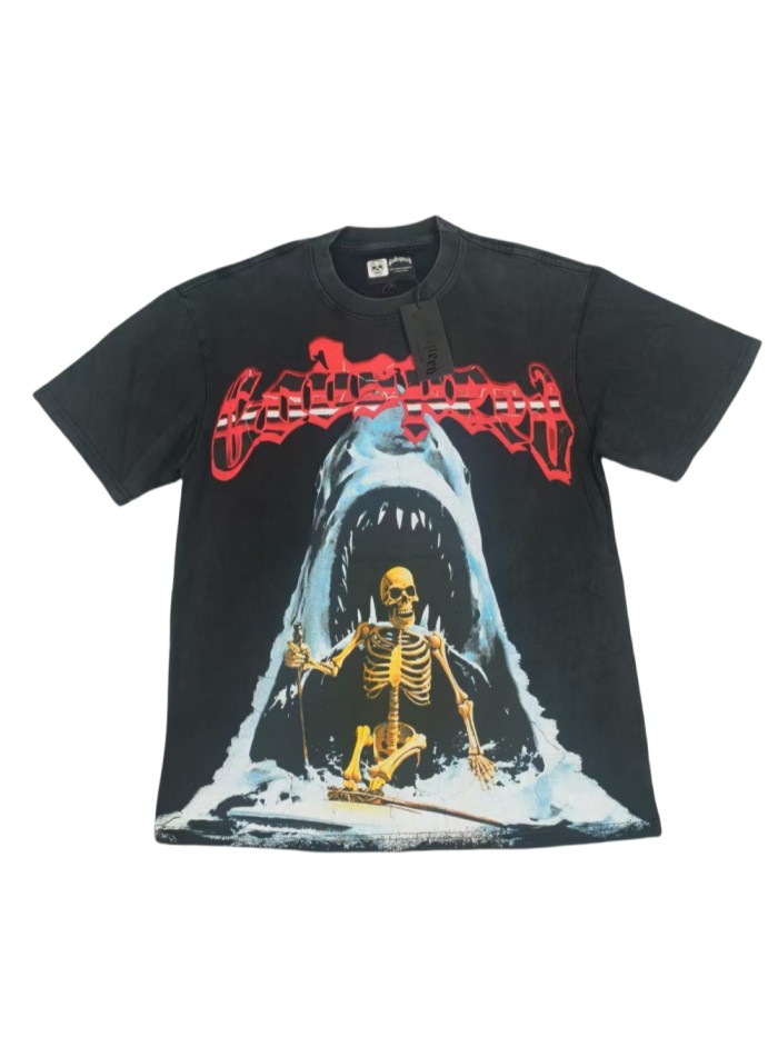 [50% Off]Godspeed Skull Shark Print Tee 28220249