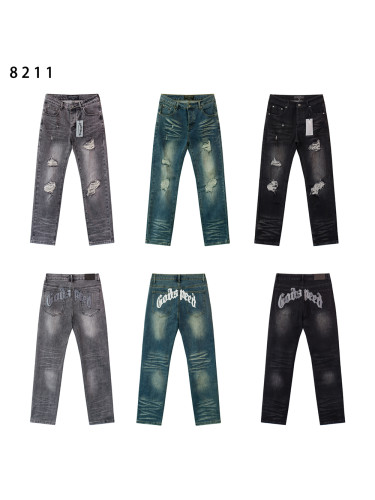 28346713 Letter Print Ripped Jeans