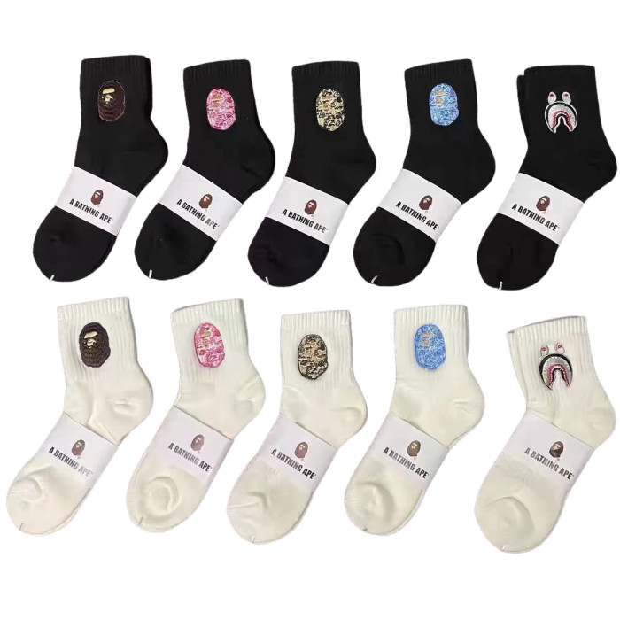 28351350 Shark Camouflage Ape Head Embroidered Mid-Calf Socks 20 colors