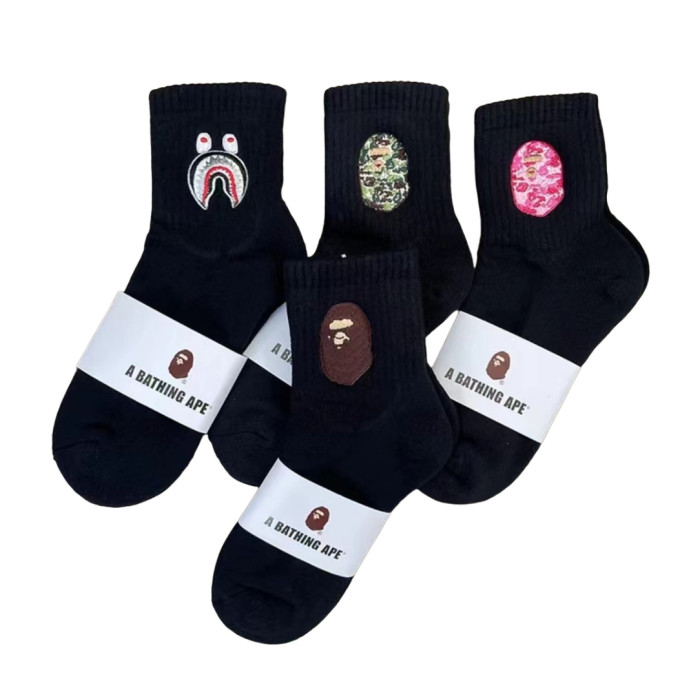 28351350 Shark Camouflage Ape Head Embroidered Mid-Calf Socks 20 colors