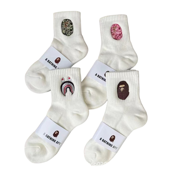 28351350 Shark Camouflage Ape Head Embroidered Mid-Calf Socks 20 colors