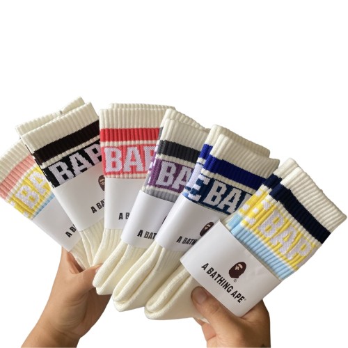 28351353 Large Letter Jacquard Striped Socks 9 colors