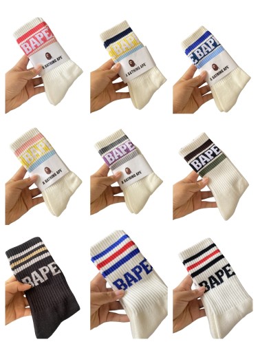 28351353 Large Letter Jacquard Striped Socks 9 colors