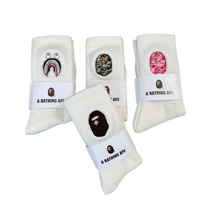28351350 Shark Camouflage Ape Head Embroidered Mid-Calf Socks 20 colors