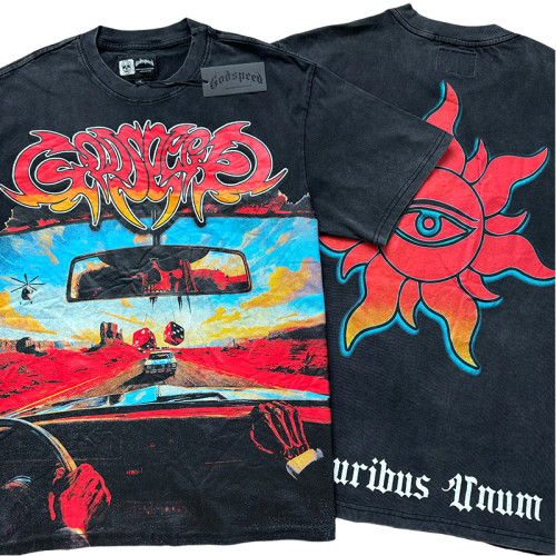 28354008 Skull Driving Dice on Roads Print Washed Version Tee 2 colors