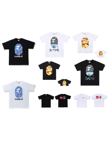 28354002 Colorful Camouflage Ape Head Initial Print tee 8 colors
