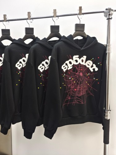 1:1 quality version 28355057 White lettering red spider web Color Star print hoodie