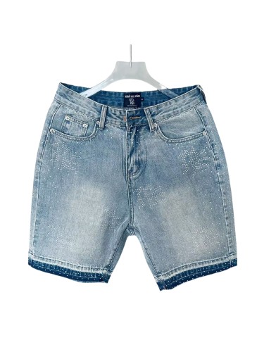 28357724 Rhinestone Logo Denim Shorts