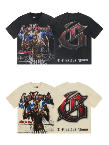 [Buy Two Get One Free]28359515 Boxer Skull Print Washed Version Tee 2 colors