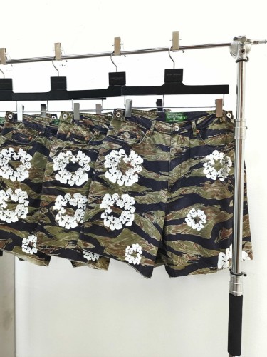 1:1 quality version 28363612 Checkered Camouflage printed Cargo shorts