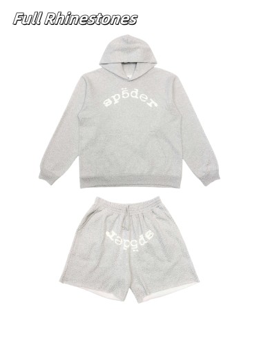 [Big & Tall for weights up to 220 lbs]1:1 quality version 28363720 Full Rhinestone Hoodie & Shorts Set