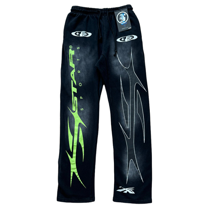 28367321 Running Man Letter Print Sports Washed Version hoodie & pants set